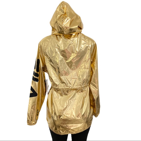 Rare Fila Gold metallic windbreaker jacket hooded - Picture 7 of 14